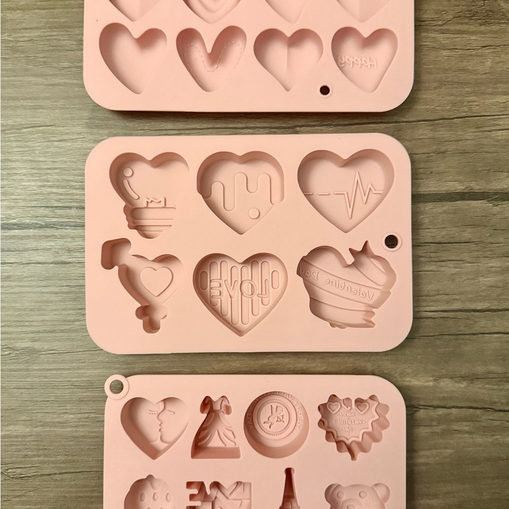 NEW Pink Valentine's Day Silicone Molds Set of 3
